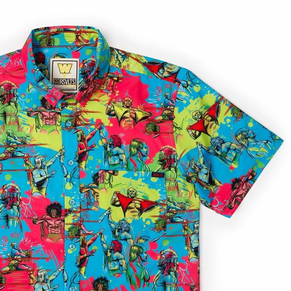 RSVLTS X WWE Hulk Hogan Vs Ultimate Warrior Sz Medium Mens KUNUFLEX Button Shirt